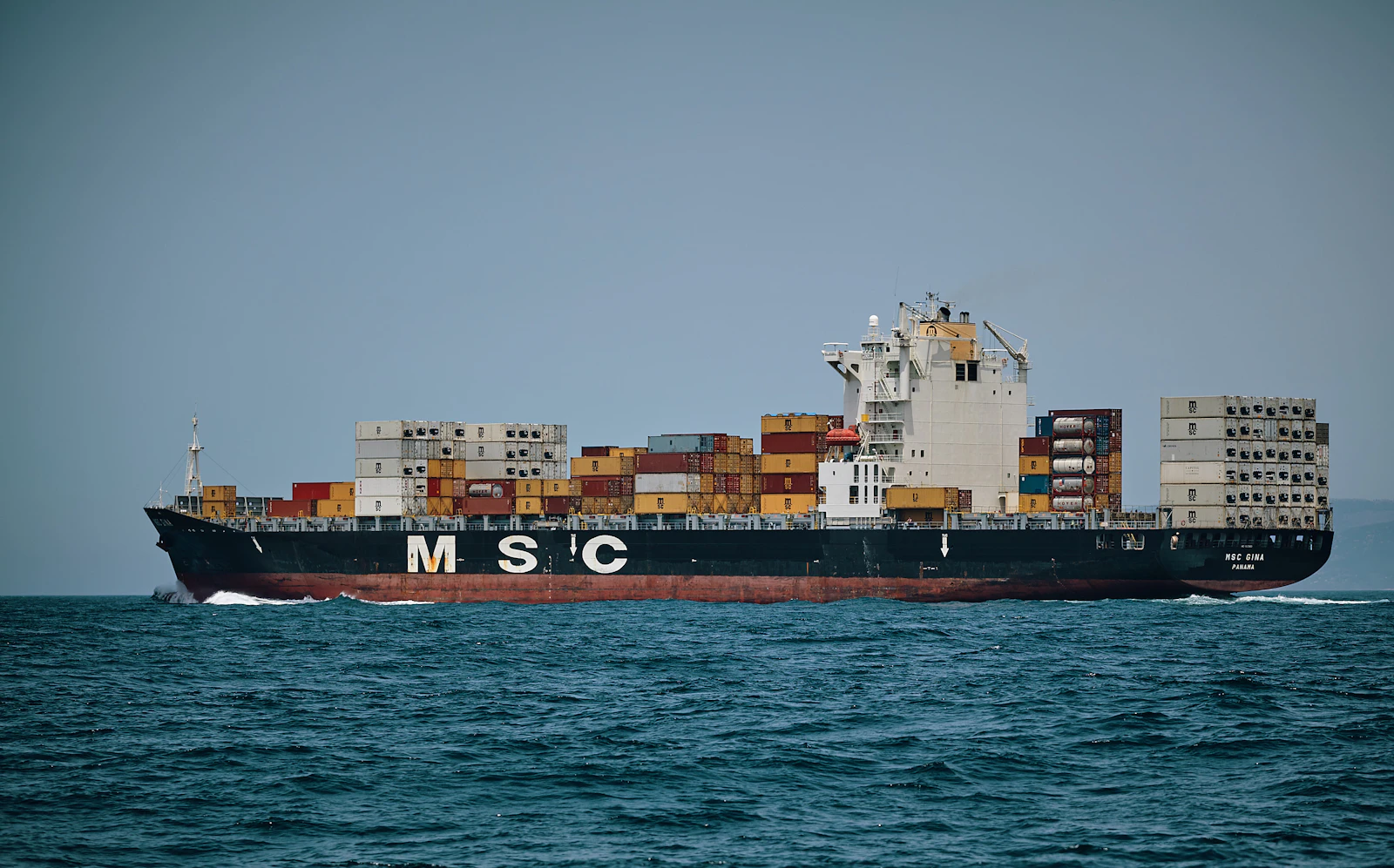 Container ship reference image for international shipping